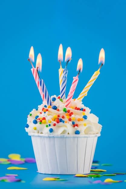 Free Photo Birthday Cupcake With Candles