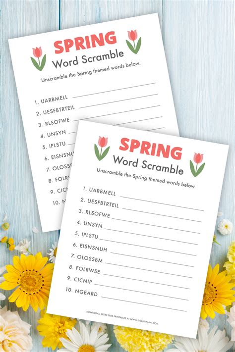 Free Printable Spring Word Scramble Pjs And Paint
