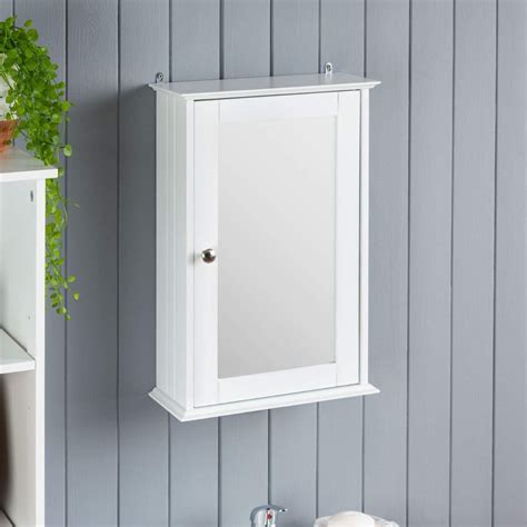 Christow Mirrored Bathroom Cabinet Wall Mounted Small White Wooden