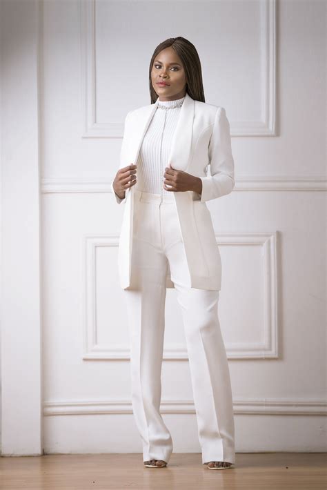 Women Business Pants Suit White Piece Ladies Office Work Uniform