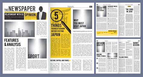 Newspaper Headline Press Layout Template Of Newspaper Cover And Pages