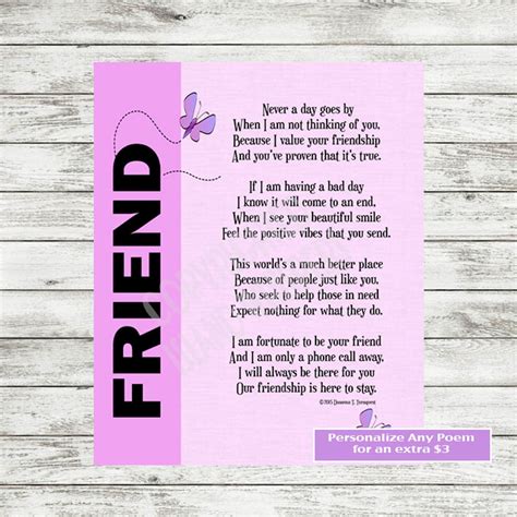 Friend Print Friendship Poem Friendship T Best Friend Etsy