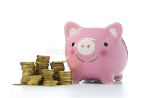 Pink Piggy Bank With Gold Coins Stock Image Image Of Piggy Coin