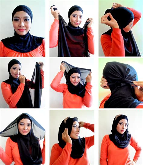 Gambar Tutorial Hijab Pashmina Satin Tutorial Hijab