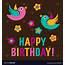 Happy Birthday Card With Cute Birds Royalty Free Vector