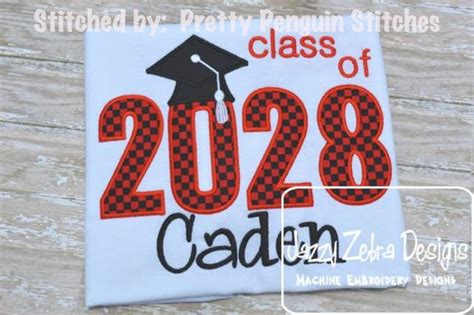 Class Of 2028 Graduation Cap Appliqué Machine Embroidery Etsy