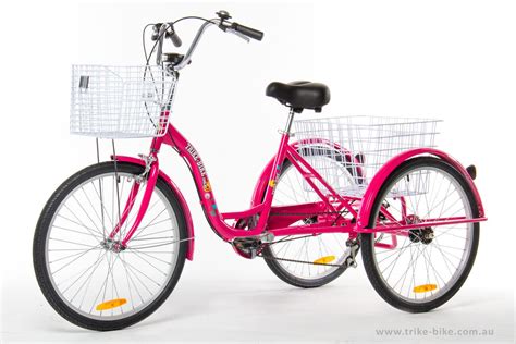 trike bike adult tricycle 24 aluminium 3 wheels 6 speed baskets hot pink ebay