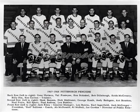 1967 68 1st Season Pittsburgh Penguins Team Picture Black And White 8 X