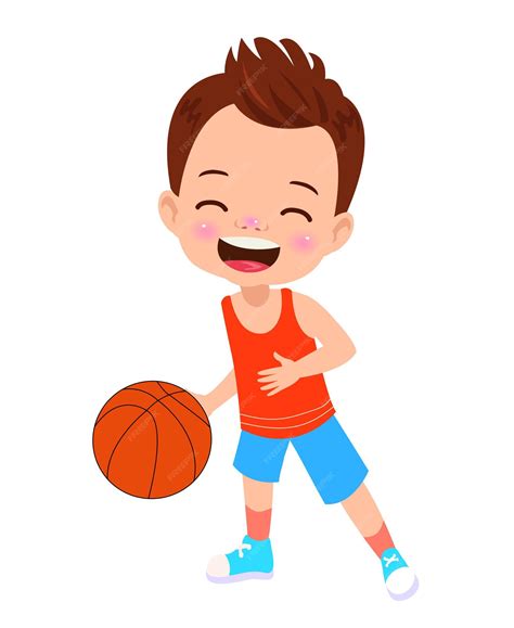 Premium Vector Vector Illustration Of Kid Playing Basketball