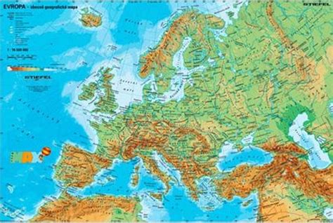 Evropa Mapa Povrch Mapa