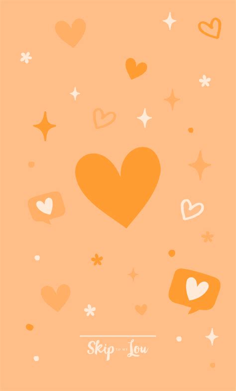 Free Orange Heart Wallpaper For Phone And Computer Skip To My Lou