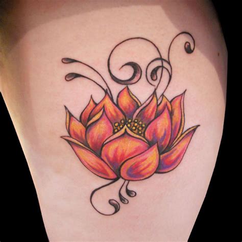 Red Tribal Lotus Flower Tattoo Design Trending Tattoo Ideas Lotus