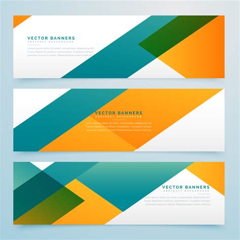 Abstract Geometric Yellow And Blue Banners Set Download Free Vector
