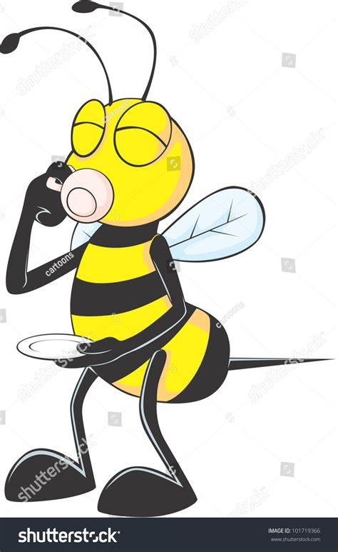 Happy Bee Drinking A Cup Of Coffee Or Tea Stock Vector 101719366