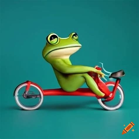 Funny Frog Riding A Recumbent Bicycle On Craiyon