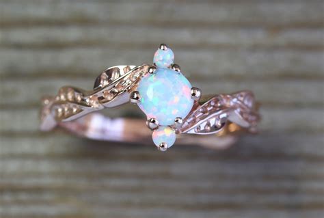 Amazing unique one of a kind australian opals. Opal Ring, Rose Gold Opal Leaf Engagement Ring | Benati
