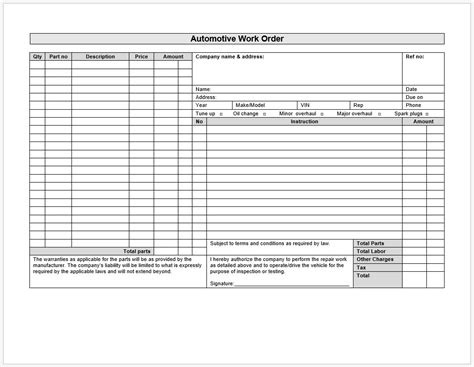 Fillable work order request form. Free Printable Work Order Template Templateral