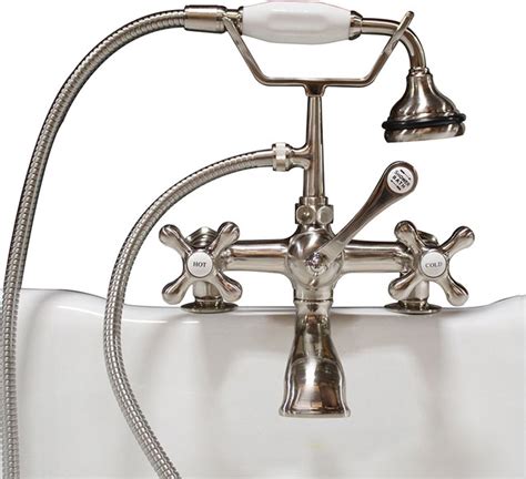 Clawfoot Tub Faucet Hand Held Shower 2 Deck Mount Risers