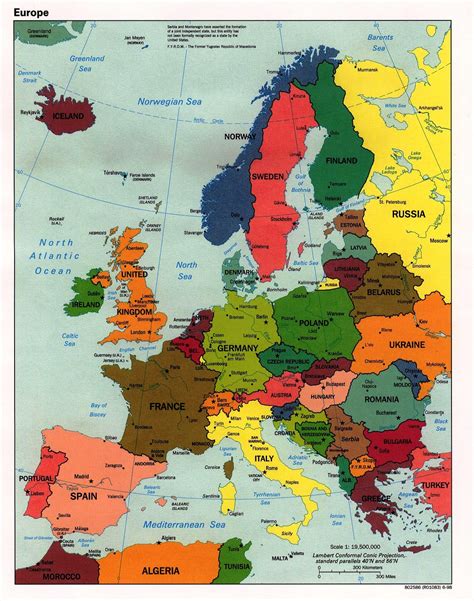Politische Landkarte Von Europa 1998 Englisch Weltatlas