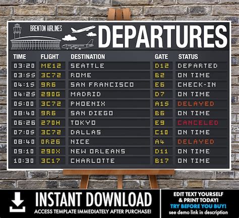 Airplane Party 24 X36 Poster Departure Sign Airport Terminal Sign Aviator Decor Self Edit