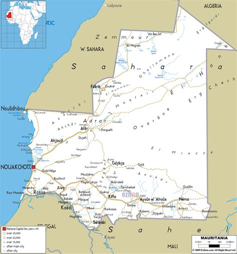 Detailed Clear Large Road Map Of Mauritania Ezilon Maps