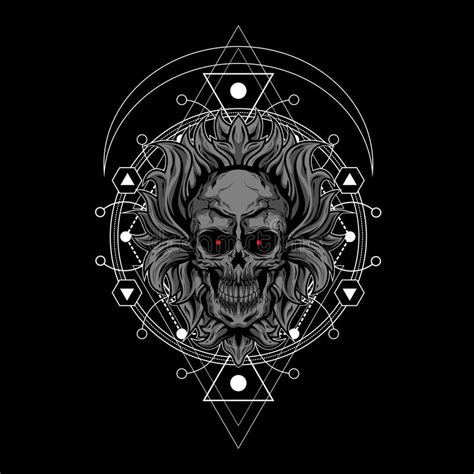 Dark Skull Illustration With Sacred Geometry Stock Vector