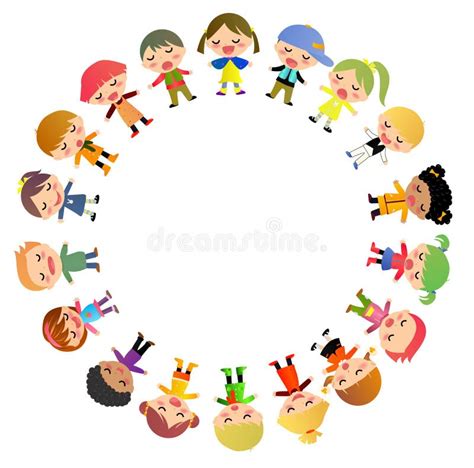 Colorful Happy Kids Standing On A Rainbow Stock Illustration