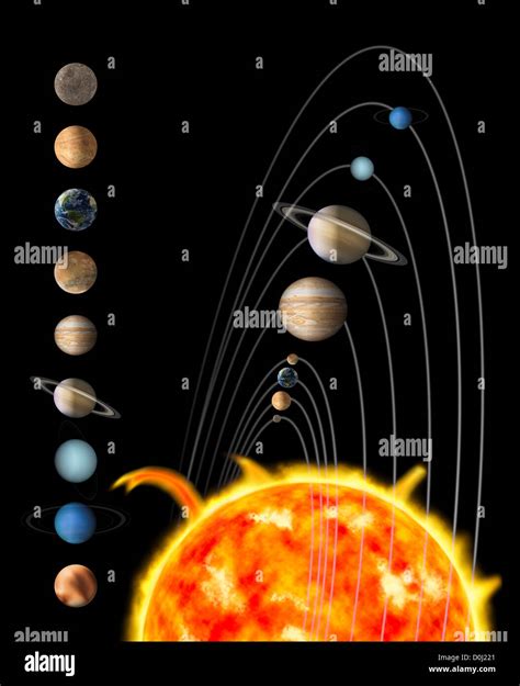 Digital Illustration Of The Sun And Nine Planets Of Our Solar System
