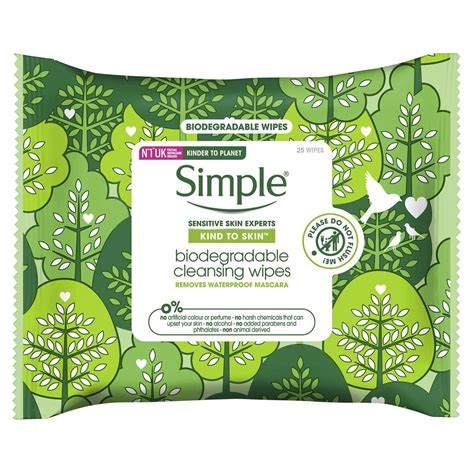 Simple Kind To Skin Biodegradable Face Wipes 25 Pack Woolworths