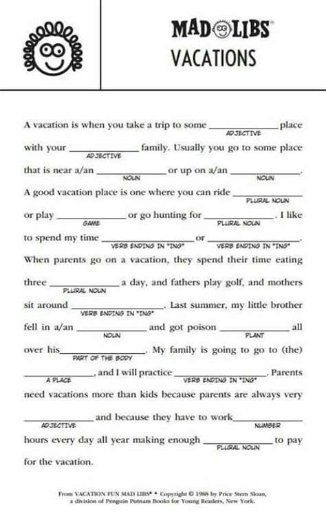 He ______(verb, past tense) ______(adverb). 13 best mad libs printables images on Pinterest | English ...