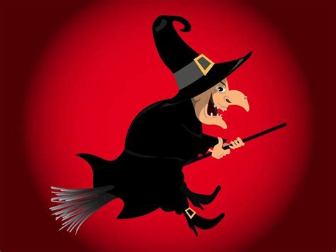 Magical Graphics Of A Scary Old Witch Flying On Her Broomstick Big