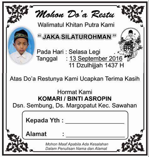 Berikut kami berikan contoh surat undangan resmi yang bisa dijadikan referensi dalam pembuatannya. Undangan Khitanan / Nikahan Sederhana ~ Maju Jaya Production