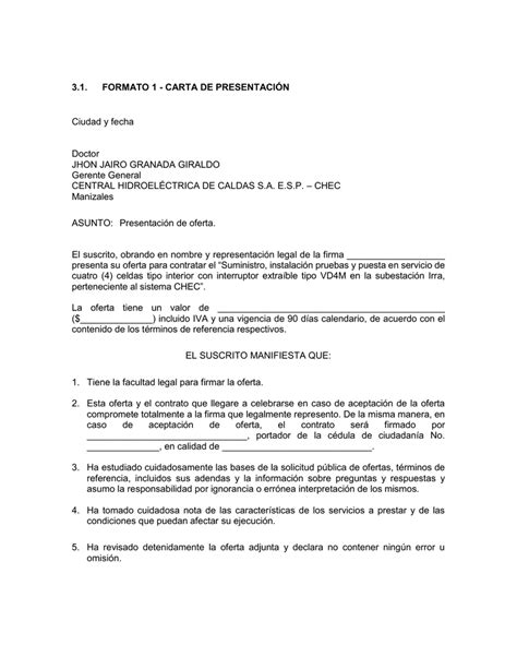 Formato 1 Carta De PresentaciÓn Ciudad Y Fecha Doctor