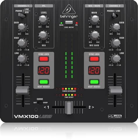 Behringer VMX100USB 2-Channel DJ Mixer BPM Counter and VCA Control ...