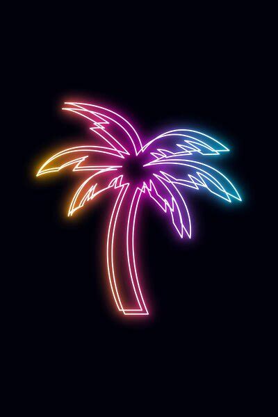 A Palm Tree Outline With A Vaporwave Vibe Neon Light Wallpaper