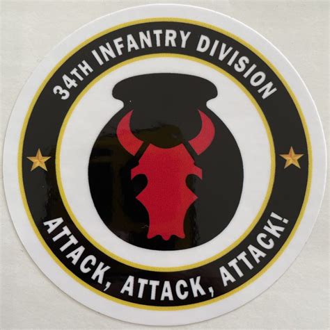 Us Army 34th Infantry Division Attack Attack Attack Sticker Decal