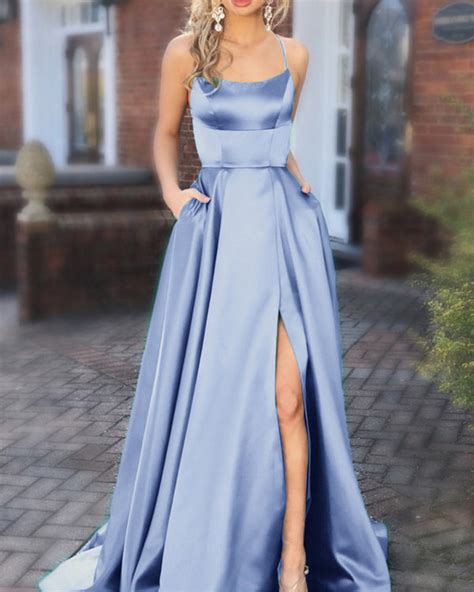 Sexy Bridesmaid Dresses Long Satin Split Gown With Open Back Alinanova