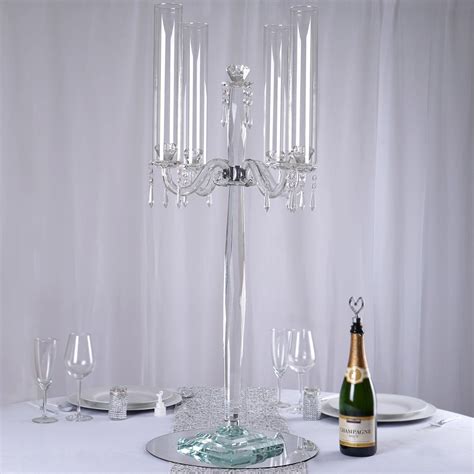 3 Ft Tall 4 Arm Premium Crystal Glass Candle Holder Efavormart Glass Candle Holders Crystal