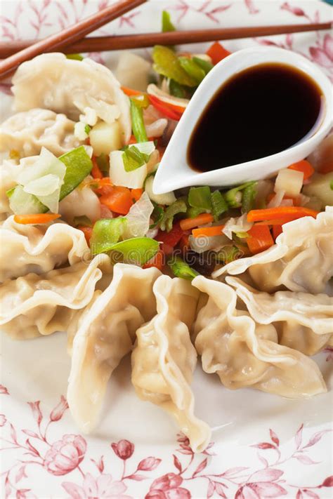 She kept returning to her very small kitchen bringing out dish after dish after dish. Asian Dumplings With Vegetable And Soy Sauce Stock Image ...