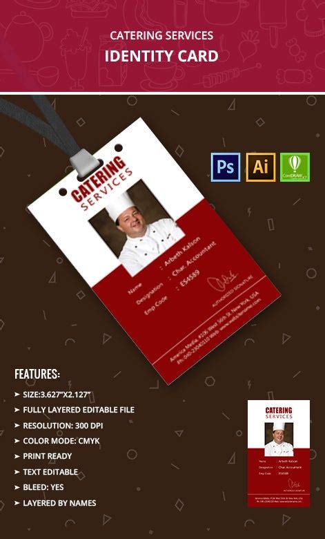 catering services identity card template  premium templates