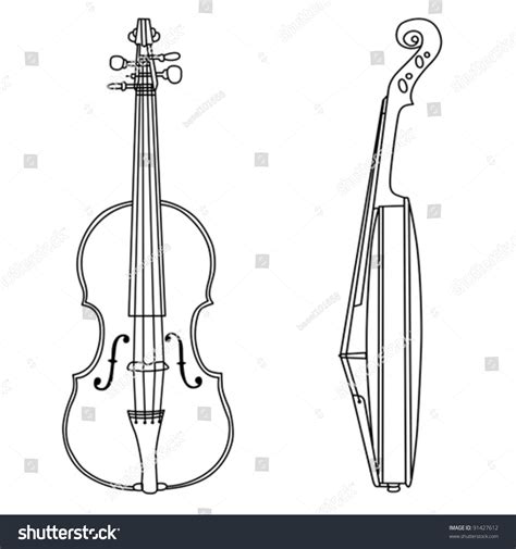 Violin Silhouette On White Background Vector Illustration 91427612