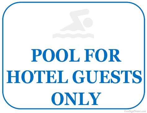 Printable Pool For Hotel Guests Only Sign