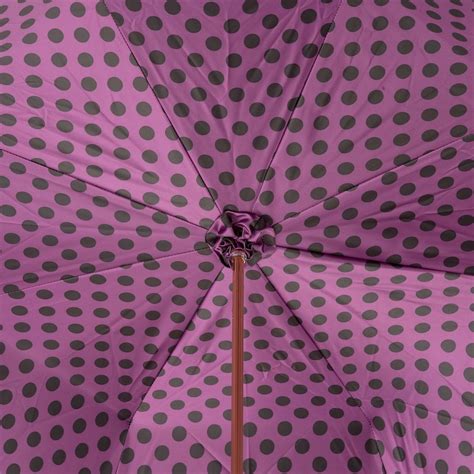 Pasotti Black Umbrella With Purple Dots Interior Double Cloth Exclusive Umbrellas