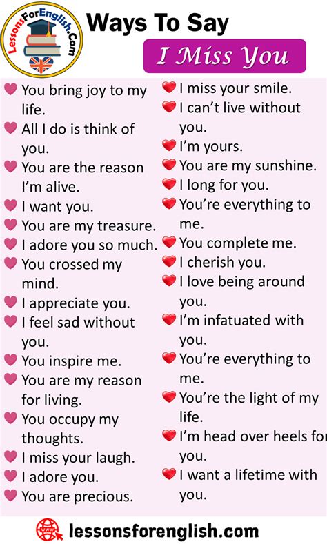 I wish you were here right now. Ways To Say I Miss You, English Phrases Examples (With ...