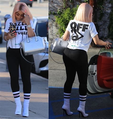 Blac Chyna Flaunts Big Ass In Logo Jacquard Stretch Knit Sock Boots