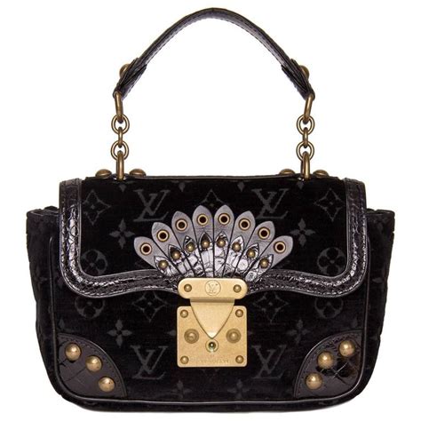 Louis vuitton round cannes reverse monogram canvas purse vanity bag wallet pouch. Louis Vuitton Black Velvet and Crocodile Small Bag at 1stdibs