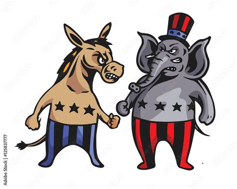 Usa Democrat Vs Republican Election Match Cartoon Fight For Vote Stock Vector Adobe Stock