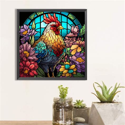 5d Diy Full Round Drill Diamond Painting Stained Glass Animal Kit Home