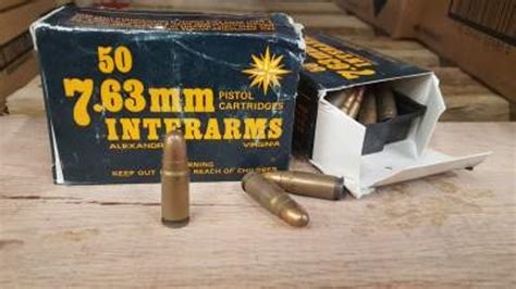 Interarms 763x25mm Mauser Ammunition 86 Grain Full Metal Jacket 50 Rounds