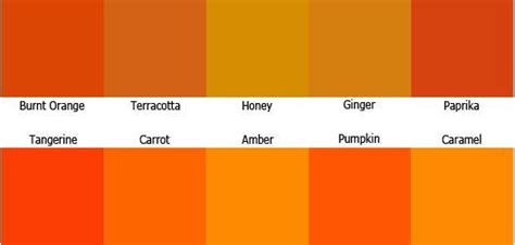 orange colour shades names - Google Search | Χρώματα